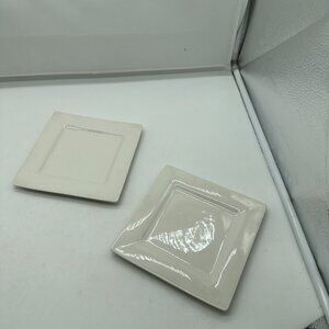Set Of 2 White Square Salad Plates 10 Ten Strawberry Street 7 1/8”